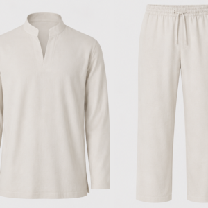 Long Sleeve Mandarin Collar Shirt (top and trouser)